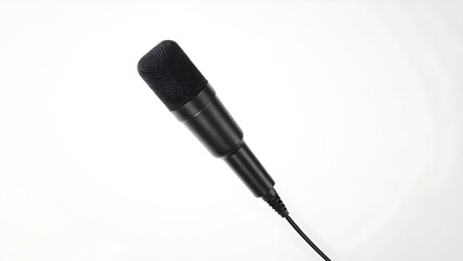Dynamic microphone isolated on white background in a professional studio setup.