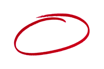 Hand-drawn Red marker circle isolated on a transparent background, brushstroke oval shape for design elements, highlighting, underlining,
