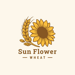 Fototapeta premium Vintage sun flower logo, timeless mark of warmth and nature.
