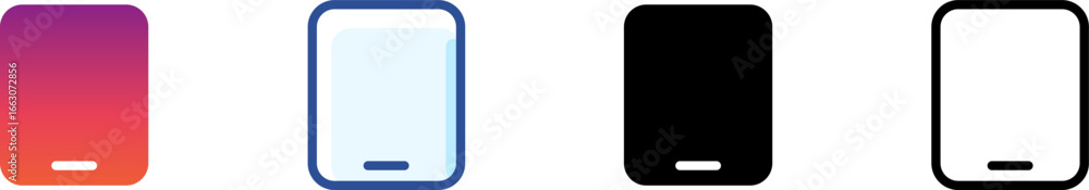 Poster tablet vector icons in minimal outline, solid, and gradient versions. great for ui/ux design, e-lear