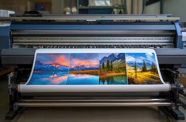 Obraz premium Large-format printer producing vibrant landscape prints