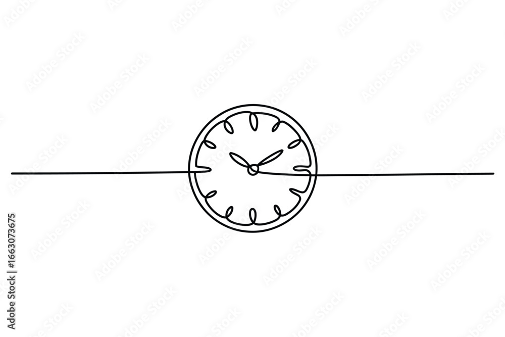 Poster minimalist continuous line drawing of a clock