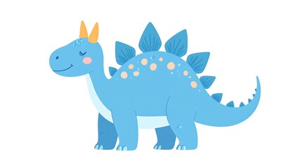 Obraz premium Cute light blue dinosaur illustration