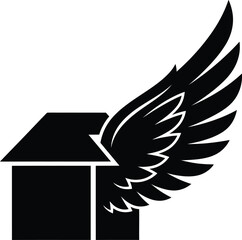 Dynamic real estate house with wings vector graphic design. A creative logo concept symbolizing speed and security. Ideal for property, housing, or home delivery and transport services.