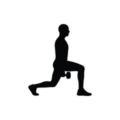 Dumbbell Lunge (Split Squat) Silhouette Vector – Lower Body Workout Icon