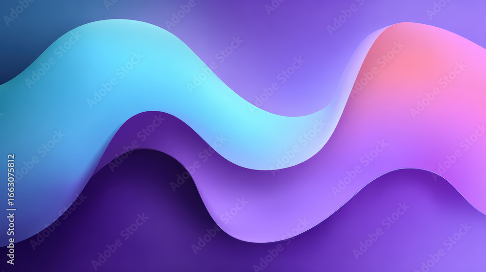 Poster abstract wavy gradient background with vibrant colors, modern design with smooth curves and flowing 
