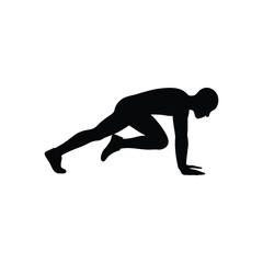 Mountain Climber Exercise Silhouette Vector – Forearm Plank Knee Drive HIIT Icon