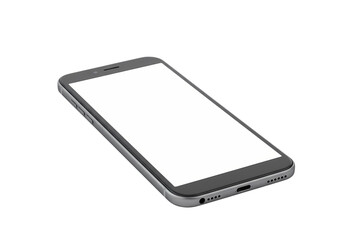 Smartphone Mockup Blank Screen Diagonal View on transparent background