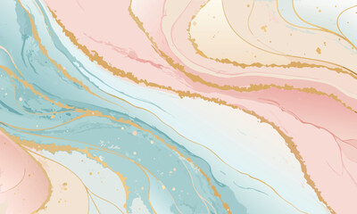 Soft pastel marble swirls, delicate golden pattern background