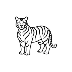 Tiger silhouette vector line art illustration for coloring book