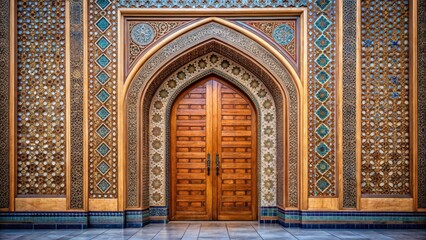 Obraz premium Traditional Islamic door with intricate Arabic arch