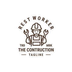 Rest worker logo in vintage style, symbol of peace and hard work.