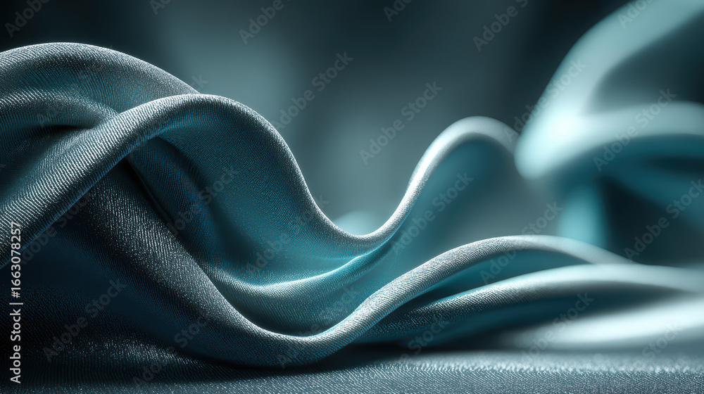Aufkleber elegant abstract background of flowing teal fabric with soft waves and subtle texture, perfect for f