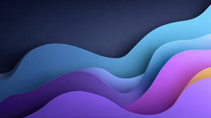 Modern Abstract Background with Wavy Layers in Shades of Blue, Purple, and Gold, Creating a Dynamic and Colorful Texture for Graphic Design and Creative Projects, Ideal for Wallpapers