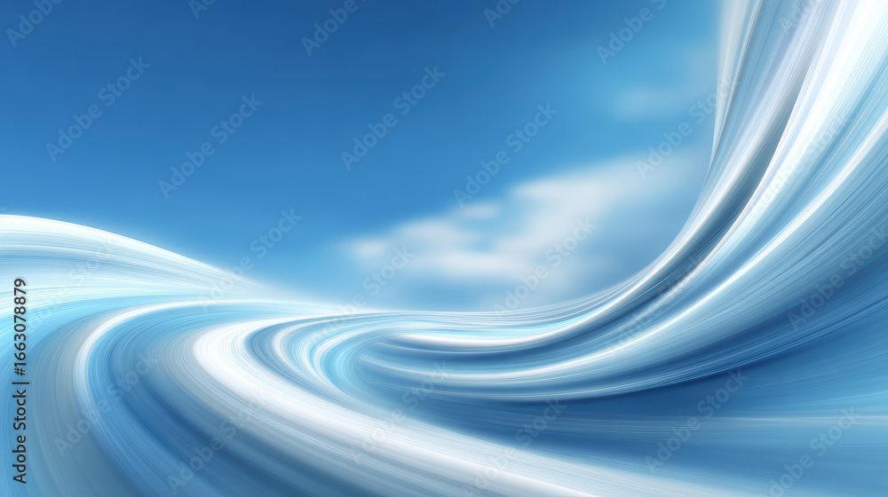 Aufkleber abstract blue and white swirl background with sky, modern design with flowing lines, elegant and ser