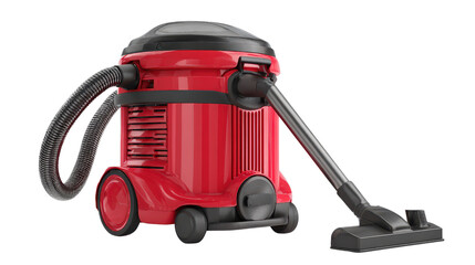 Fototapeta premium Industrial vacuum cleaner with flexible hose and multiple nozzles background isolated on a Transparent background, PNG file.