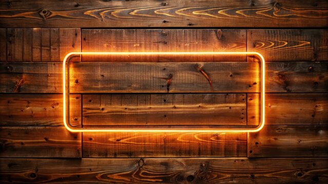 A glowing neon sign illuminated against a wooden wall with natural textures and warm tones
