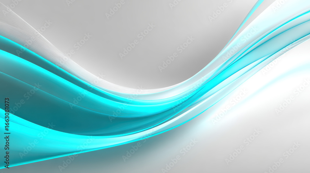 Poster abstract teal and white wavy background with smooth lines and gradient, modern design for presentati
