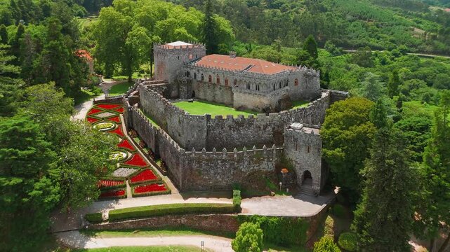 Soutomaior Castle on Mount Viso, Galicia, Spain, Aerial Summer View