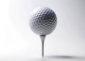 A golf ball resting on a single white golf tee