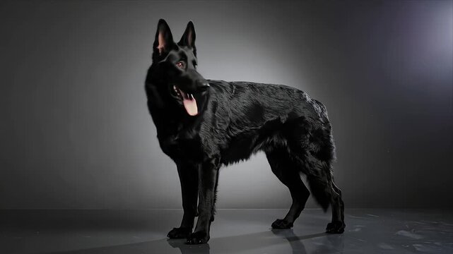 Black german shepherd studio portrait