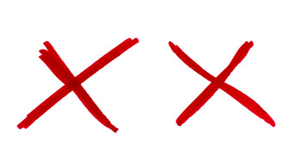 red cross mark, Hand drawn marker stroke red marker x sign on transparent background