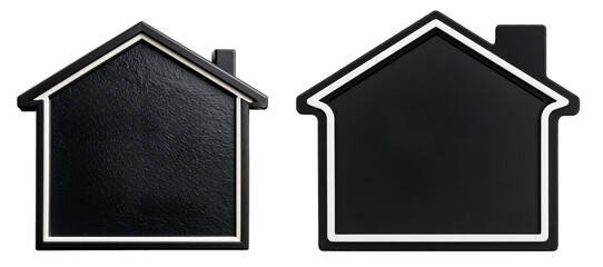 group of house shaped address plaque in black color with white frame isolated on white