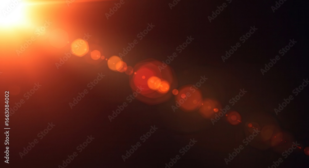 Poster bright lens flare effect with optical sun and abstract background for graphic design and illustratio