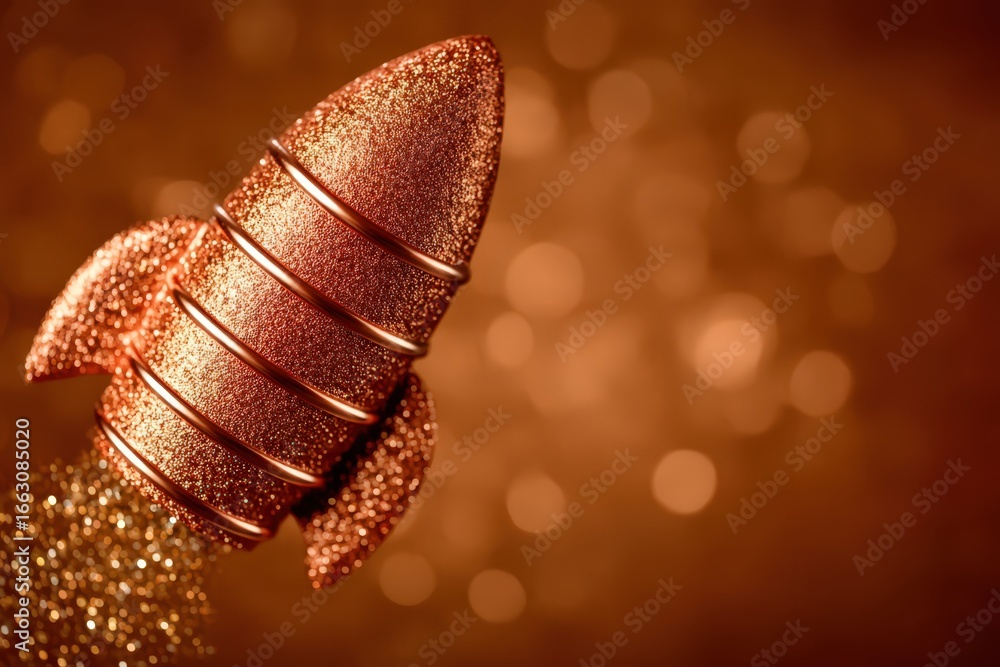 Aufkleber glimmering rocket model launching into a dreamlike space illuminated by shimmering golden particles 