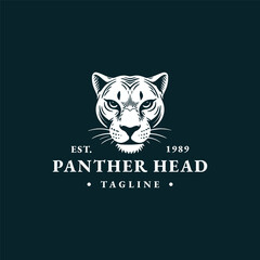 Panther head logo vector hipster vintage icon illustration