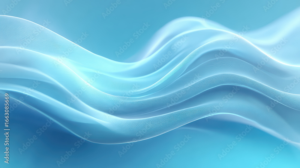 Poster abstract light blue wavy background with soft lines and subtle texture, representing serenity, calmn