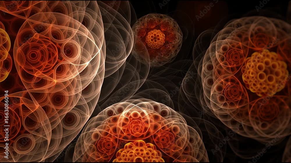 Poster exploring intricate patterns and vibrant colors in abstract digital art creation