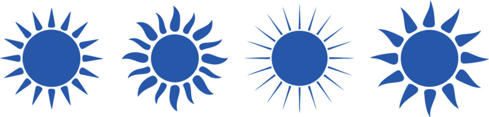 Blue Sun Icons, with White Background, Astrological Symbol Design
