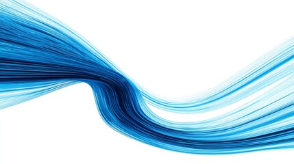 curved blue lines in wave form on a white background, copy and text space, 16:9