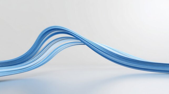 curved blue lines in wave form on a white background, copy and text space, 16:9