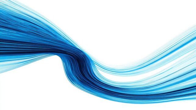 curved blue lines in wave form on a white background, copy and text space, 16:9