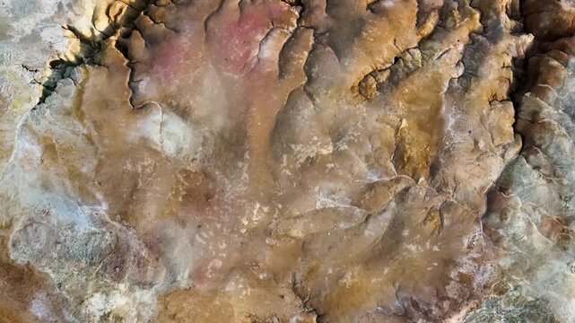 Aerial view of the textures created by the waste from the abandoned Mazarr&oacute;n mine, Murcia Region, Spain.