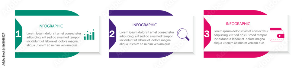 Poster steps infographic design - 3 steps or options business process diagram - data visualization timeline