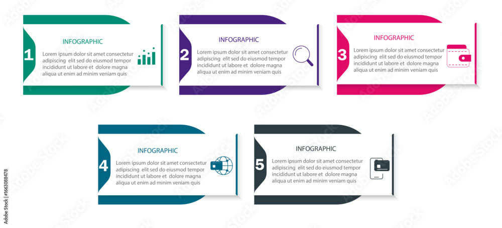 Aufkleber steps infographic design - 6 steps business process diagram - data visualization timeline infographi