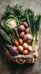 Fresh produce in a brown paper bag