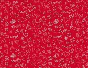 Abstract heart pattern on red