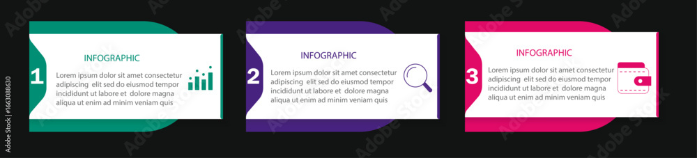 Poster steps infographic design - 3 steps business process diagram - data visualization timeline infographi