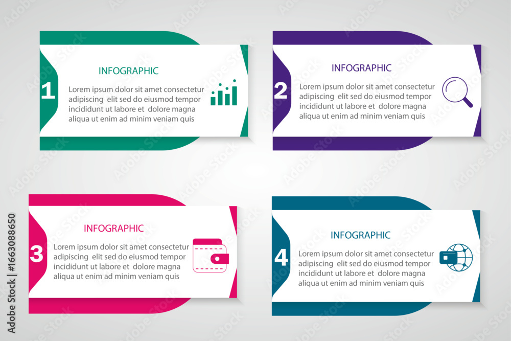Poster steps infographic design - 4 steps business process diagram - data visualization timeline infographi