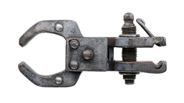 Large industrial clamp with swivel jaws background isolated on a Transparent background, PNG file.