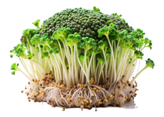 Broccoli seeds (sprouted) isolated on white background