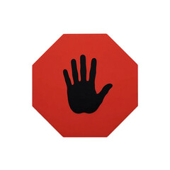 Obraz premium stop work icon over red polygon stop hand sign on white Background 