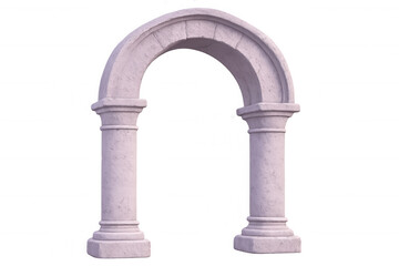 Pink stone arch with columns supporting it, isolated on transparent background, ideal for architectural visualizations
