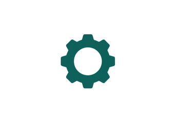 Teal Gear Icon: Mechanism, Settings, Engineering, Technology isolated on transparent background
