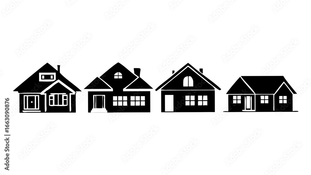 Aufkleber simple white outline icons of a door and a window on a black background representing architectural e