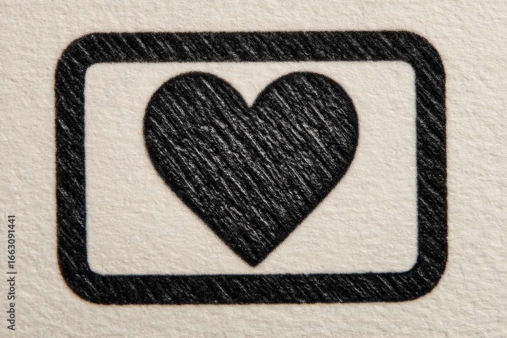 Poster artistic representation of love framed by a minimalist sketch style emphasizing emotional connection